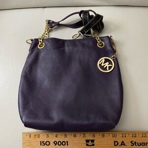 Michael Kors Purple Shoulder Bag with Suede Finish